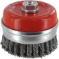 Preview: Topfbürste 65mm, Stahl,gezopft M14,0,50mm, zylindrische Kappe vorne
