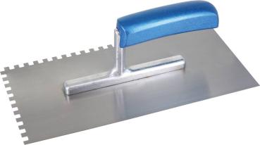 Glättekelle gezahnt 10x10 mm, 28x13 cm, gehärteter Bandstahl vorne