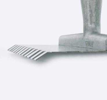 Preview: Glättekelle 10x10mm, gebogene Zähne,gehär. Bandstahl 28x13cm