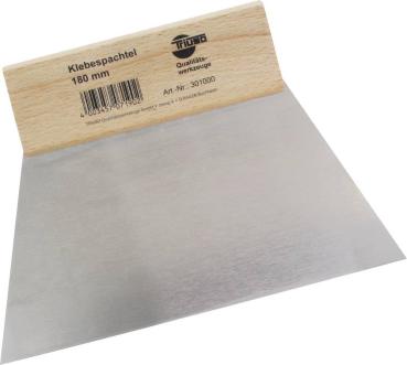 Glättespachtel 180 mm, Blatt 0,4 mm dick, mit Holzgriff vorne