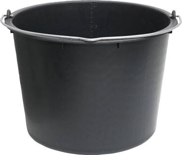 Baueimer 20l, mit Bügel, schwarz, Literskala vorne