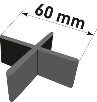 Preview: Fugenkreuze 5mm, 60x15mm Kunststoff, mit Steg, 100 St.