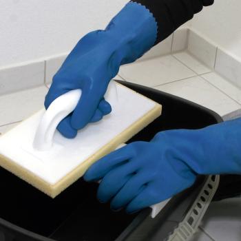 Preview: Fliesenlegerhandschuh Gr. 10 Latex,30cm,blau,Baumwollfutter