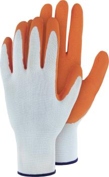 Passion, Nylonhandschuh Latex Gr.7, rosa/weiß vorne