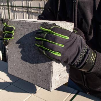 Preview: Power Arbeitshandschuh Gr.8 schwarz/grün, PU mit Klett