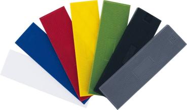 Unterlegplättchen 100x30x1mm, weiß, Kunststoff, 100 Stück vorne