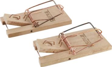 Mausefallen 2St. auf Karte Buche,Holzwippe und Köderbügel vorne