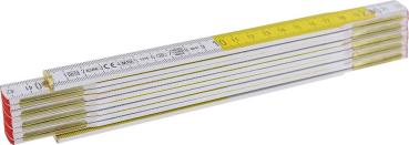 Meterstab 200 cm, gelb-weiß, Holz vorne