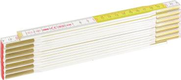 Meterstab 300 cm, gelb-weiß, Holz vorne