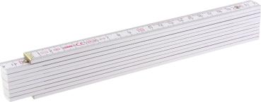 Meterstab 200cm, innenliegende Kunststoff-Gelenkfedern, weiß vorne