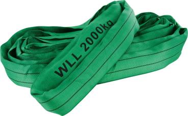 Rundschlinge, 2t, 2,0m, grün aus Polyester als Endlosstrang vorne