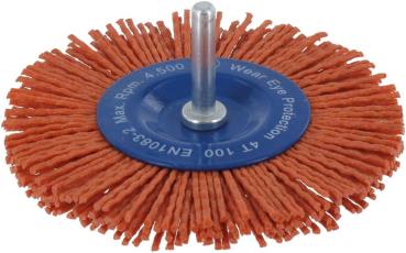 Schaftrundbürste 100x8mm,Nylon Schaft 6mm, einreihig vorne