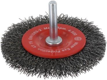 Schaftrundbürste 100x12mm, Stahl, 0,30mm,Schaft 6mm,einr. vorne