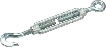 Spannschloß, M10, Verzinkt, mit Haken und Öse vorne