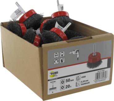 Preview: Schafttopfbürste 50mm, Stahl, 0,20mm, Schaft 6mm