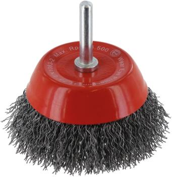 Schafttopfbürste 75mm, Stahl, 0,30mm, Schaft 6mm vorne