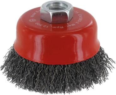 Preview: Topfbürste 100mm,Stahl,gewellt M14, 0,30mm, zweireihig