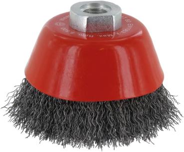Topfbürste 100mm,Stahl,gewellt M14, 0,30mm, zweireihig vorne