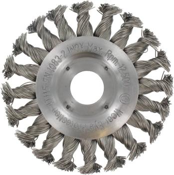 Rundbürste 115mm, Inox,gezopft 0,50mm, Loch 22,2mm vorne