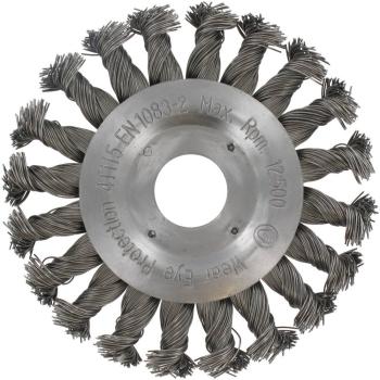 Rundbürste 115mm,Stahl,gezopft 0,50mm, Loch 22,2mm vorne