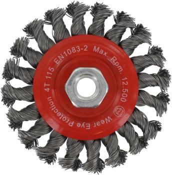 Rundbürste 115mm,Stahl,gezopft 0,50mm, M14 vorne