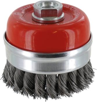 Preview: Topfbürste 100mm,Stahl,gezopft M14,0,50mm, zylindrische Kappe