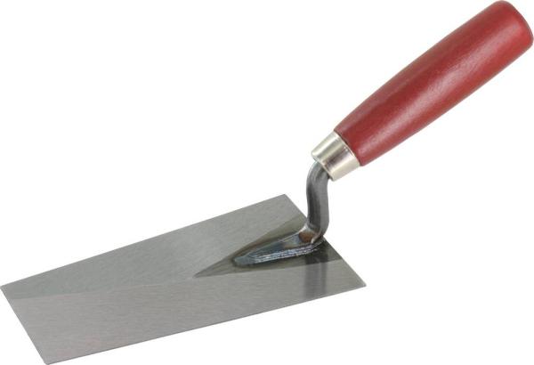 Berner Putzkelle 140 mm, mit rotem Griff, ger. Hals vorne