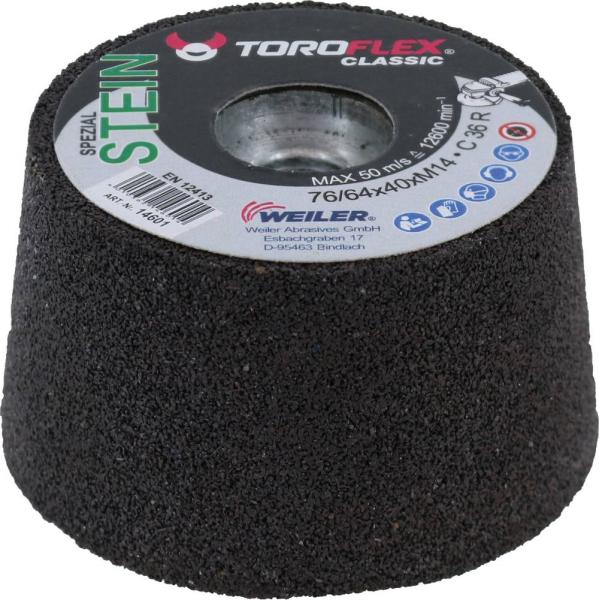 Schleiftopf 76/64x40xM14 C36R, für Beton, Granit und Gestein vorne