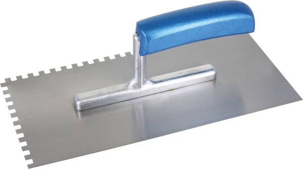 Glättekelle gezahnt 10x10 mm, 28x13 cm, gehärteter Bandstahl vorne