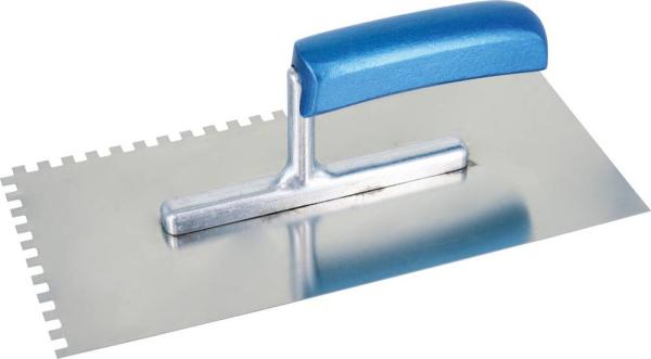 Glättekelle gezahnt 4x4 mm, 28x13 cm, Edelstahl rostfrei vorne