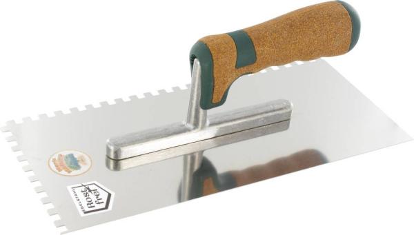 Glättekelle 4mm-Zahnung, Serie Kork, rostfrei vorne