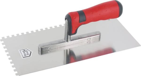 Glättekelle 28x13cm,Edelstahl 4mm-Zahnung,2K-Gr.,rot/anthraz vorne
