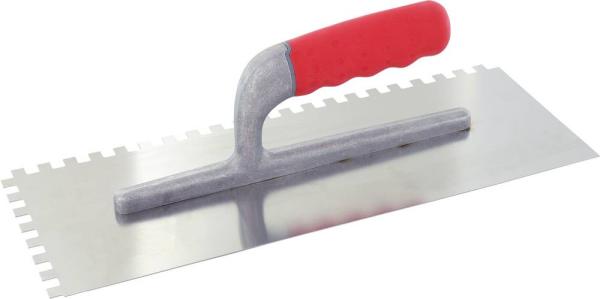 Glättekelle gezahnt 12x12mm rostfrei,35x13cm,Softgr.l.Steg vorne