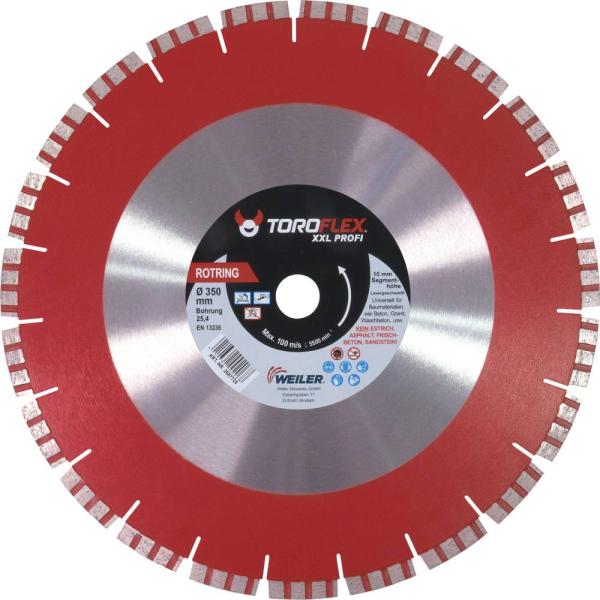 Diamanttrennscheibe 350x25,4mm Turbo Laser, Segmenthöhe 10mm vorne