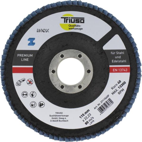 Fächerscheibe 125mm ZK Korn 40 konvexe Form, Stahl, Edelstahl vorne