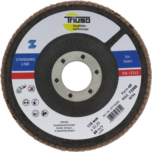 Fächerscheibe 125mm ZK Korn 40 konvexe Form, Stahl vorne