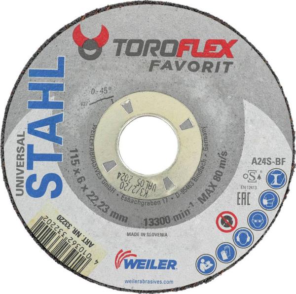 Schruppscheibe Metall 115mm 115x6,0x22,2 mm vorne