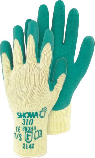 SHOWA 310 Gr.10 grün Latex für schwere Arbeiten, in Tüte vorne