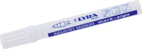 Lackmalstift weiß ""LYRA"" wasserfest vorne""