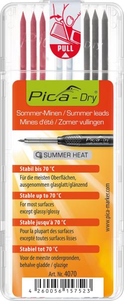 PICA-DRY Erstzminenset 8 Minen ""Summer-Heat,rot,weiß,graphit vorne""