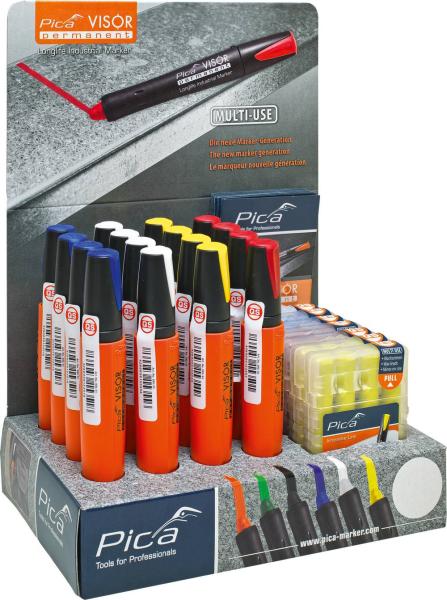 Display PICA VISOR, 16 Marker 4xR,4xG,4xB,4xW + 7 Minenetuis vorne