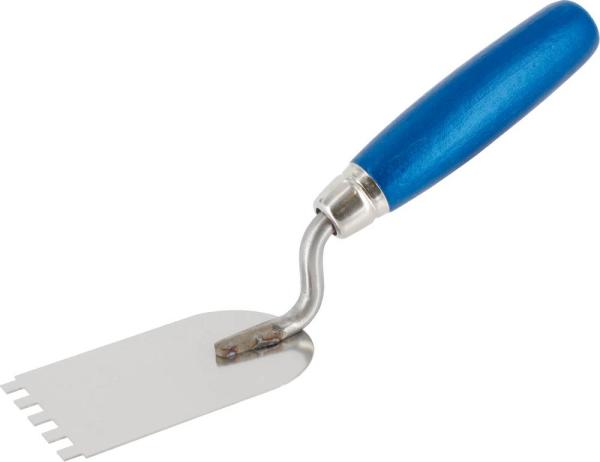 Gipserspachtel 60mm, 6x6mm gez Edelstahl, Sockelkelle vorne