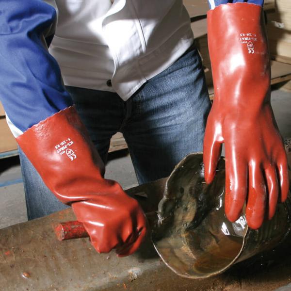 PVC-Handschuh 35 cm, mit langen Stulpen