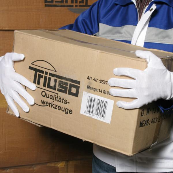 Baumwollhandschuh, 12 Paar weiß, mit Schichtel