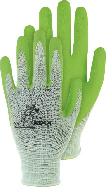 Kinderstrickhandschuh Gr.5, grün, Nylon mit Latexbesch.