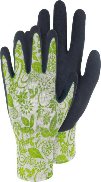 Gartenstrickhandschuh Gr.7, grün, Nylon mit Latexbesch. vorne
