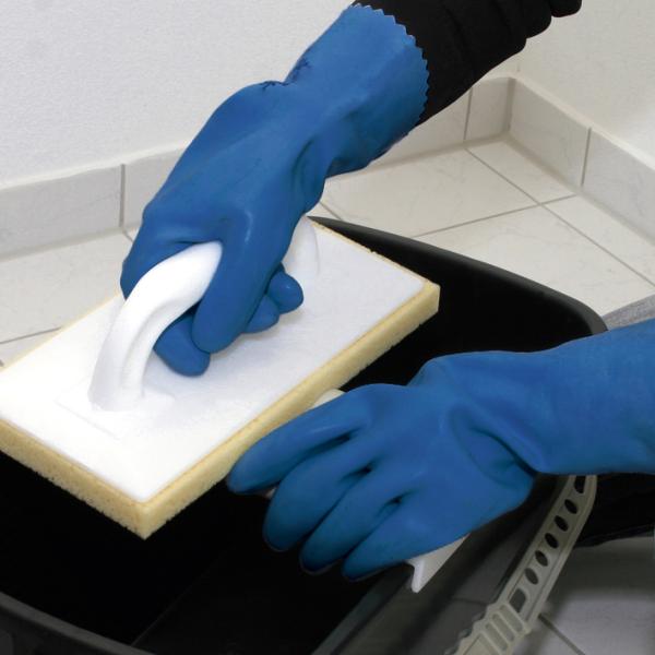 Fliesenlegerhandschuh Gr. 10 Latex,30cm,blau,Baumwollfutter