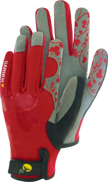 Damen-Gartenhandschuh Gr.8 Rot, Spandex, Klettverschluss vorne