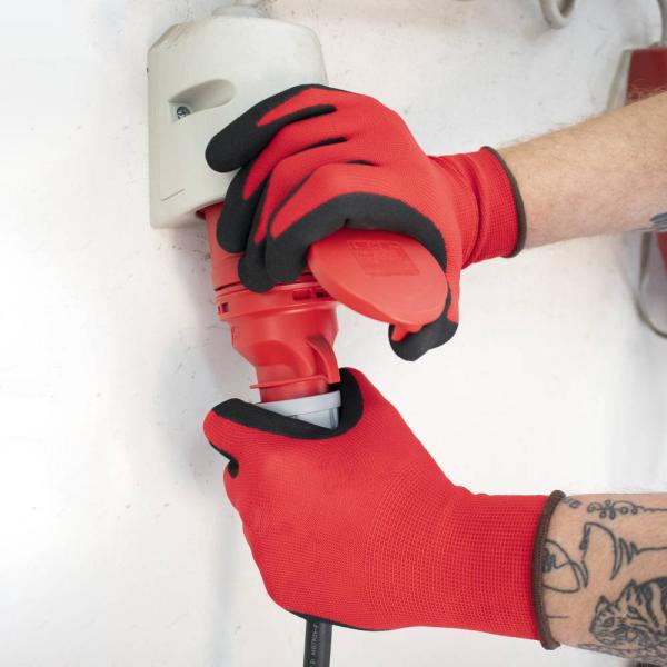 Bund m.12 Paar,Precision,rot Gr.11,Nitril,13Gauge,Nylon