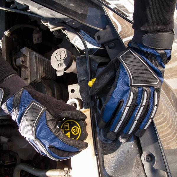 Performance Arbeitshandschuh Gr.9, blau/schwarz, PU m.Klett